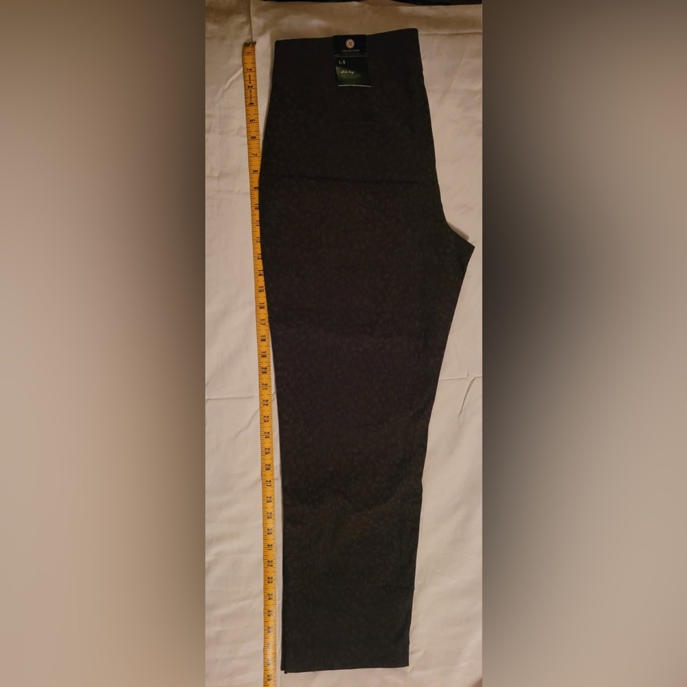 JM Collection Espresso Patterned Slim Leg Pants